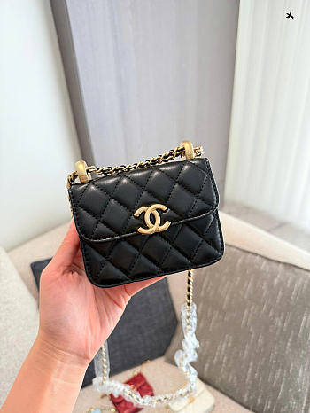 Chanel Mini Flap Bag Black Lambskin Gold 12cm