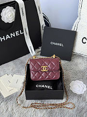 Chanel Mini Flap Bag Burgundy Lambskin Gold 12cm - 1