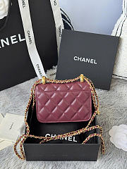 Chanel Mini Flap Bag Burgundy Lambskin Gold 12cm - 4