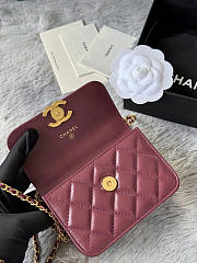 Chanel Mini Flap Bag Burgundy Lambskin Gold 12cm - 3