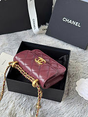 Chanel Mini Flap Bag Burgundy Lambskin Gold 12cm - 2