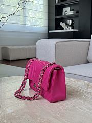 Chanel Flap Bag Chevron Fuchsia Pink Lambskin Silver 25cm - 5
