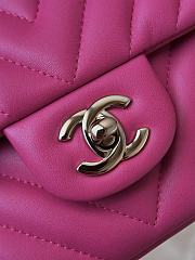 Chanel Flap Bag Chevron Fuchsia Pink Lambskin Silver 25cm - 2