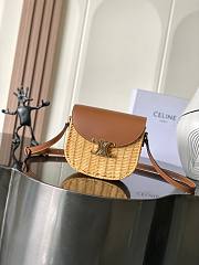 Celine Besace Raffia Calfskin Triomphe 18.5cm - 1