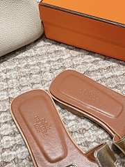Hermes Oran Gold Metallic Brown Slides - 5