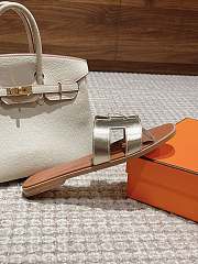 Hermes Oran Gold Metallic Brown Slides - 4