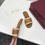 Dior Dioriviera D-Lane Camel Raffia Slide - 5