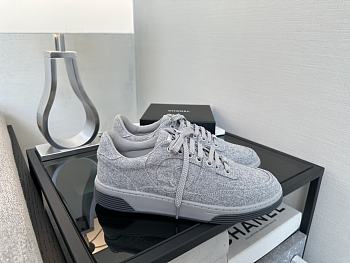 Chanel Grey Tweed Sneakers
