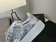 Chanel Silver Metallic Sneakers - 3