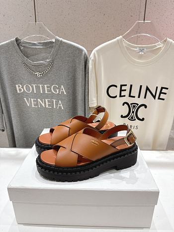 Prada Leather Crisscross Brown Sandals
