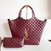 YSL Icare Maxi Shopping Bag Lambskin Red Wine 58x43x8cm - 1