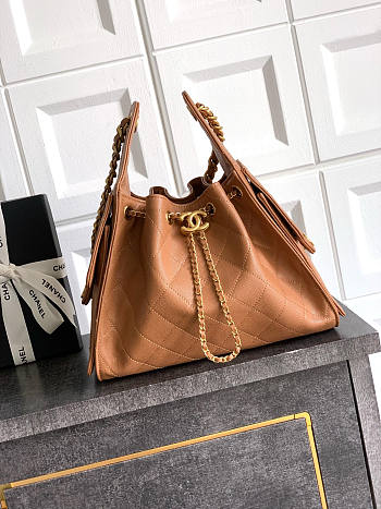 Chanel 25 Small Handbag Light Brown Calfskin Gold 30x26x14cm