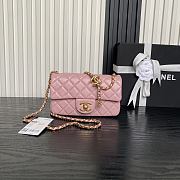 Chanel Mini Flap Bag Lambskin Gold Pink 20x13x7cm - 1