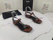 YSL Cassandra Sandals Leather Brown - 4