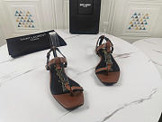 YSL Cassandra Sandals Leather Brown - 2