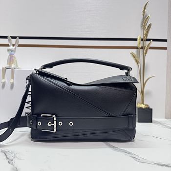 Loewe Large Puzzle Biker Bag Shiny Calfskin Black 33x21.5x14.7cm