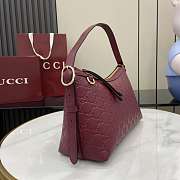 Gucci Emblem Medium Shoulder Bag Red Wine 30x19x11cm - 4
