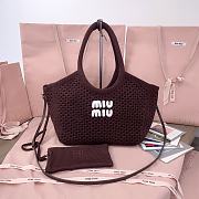 Miu Miu Ivy Brown Mesh Tote Bag 28x26x12.5cm - 1