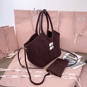 Miu Miu Ivy Brown Mesh Tote Bag 28x26x12.5cm - 4