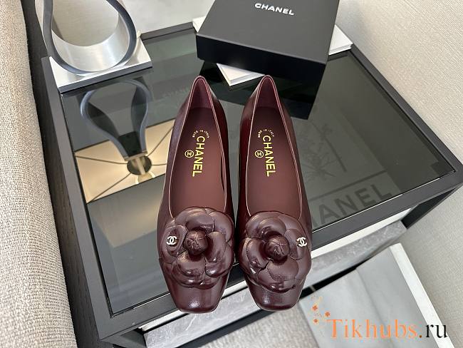Chanel Camellia Ballet Red Wine Flat - 1
