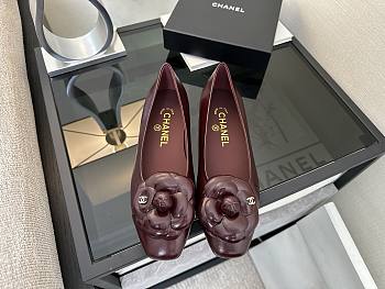 Chanel Camellia Ballet Red Wine Flat