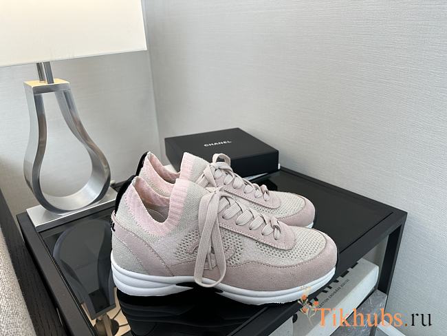 Chanel Knit Trainers Pink Sneaker - 1