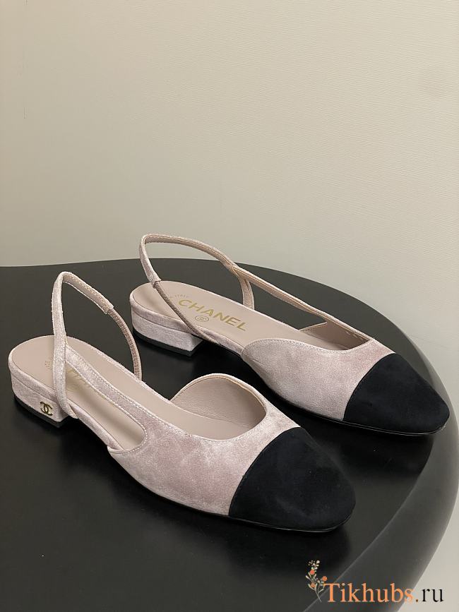 Chanel Slingback Suede Pink Flats - 1