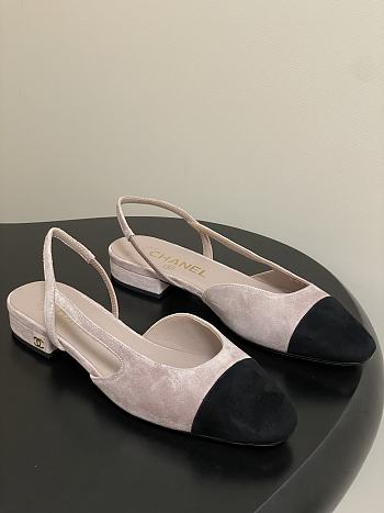 Chanel Slingback Suede Pink Flats