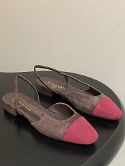 Chanel Slingback Suede Brown Pink Flats - 1
