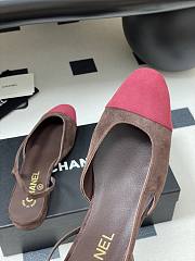 Chanel Slingback Suede Brown Pink Flats - 5