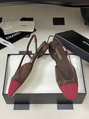 Chanel Slingback Suede Brown Pink Flats - 4