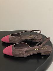 Chanel Slingback Suede Brown Pink Flats - 3