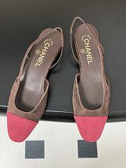 Chanel Slingback Suede Brown Pink Flats - 2