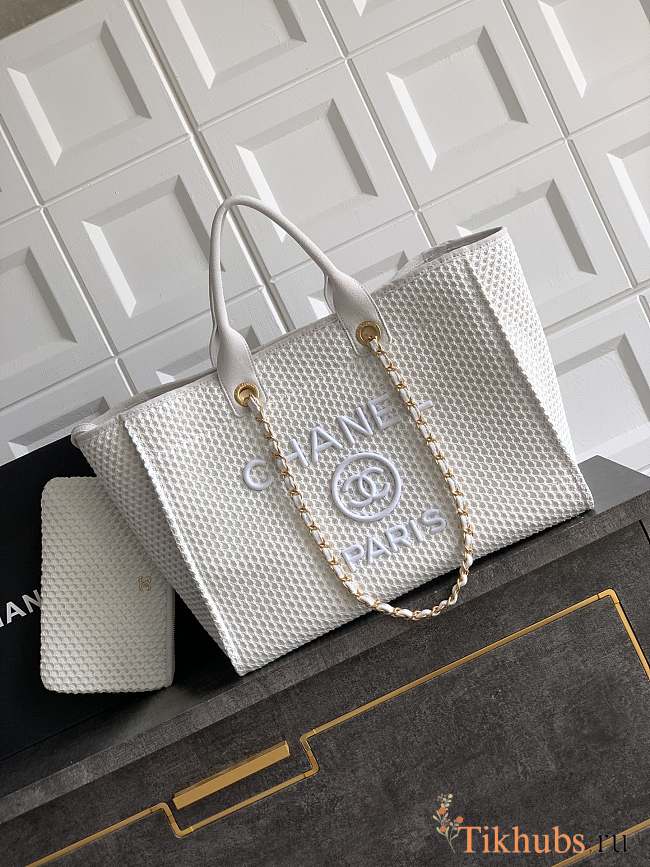 Chanel Deauville Tote Bag White 38cm - 1