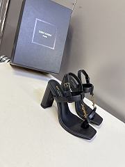 YSL Cassandra 75 Leather Sandals Black 7.5cm - 4