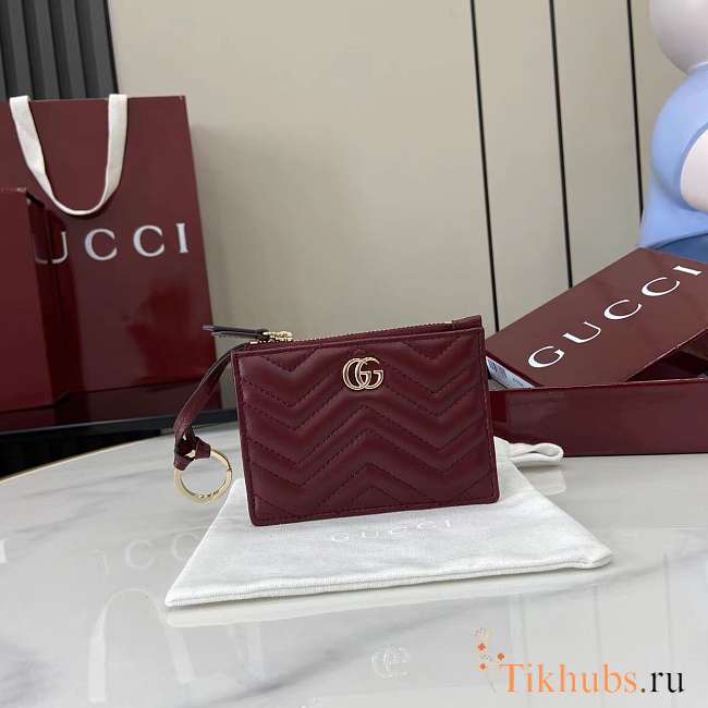 Gucci GG Marmont Zip Key Pouch Red 12x8.5cm - 1