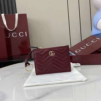 Gucci GG Marmont Zip Key Pouch Red 12x8.5cm