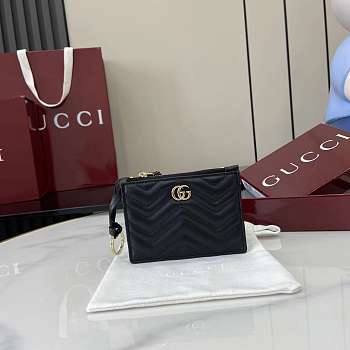 Gucci GG Marmont Zip Key Pouch Black 12x8.5cm