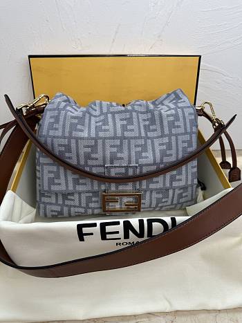 Fendi Mamma Baguette Medium Blue Denim 26.5x18x8.5cm