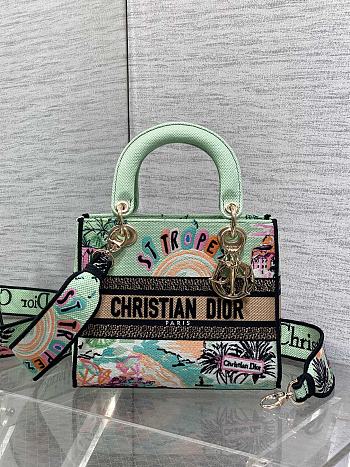 Dior Lady D-Lite Natural Raffia and Multicolor 24x11x20cm