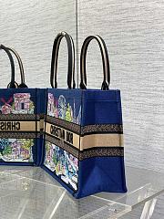 Dior Souvenir Medium Dior Book Tote Raffia Blue 36cm - 3