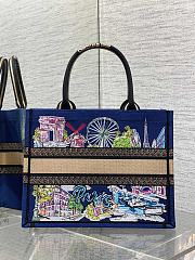 Dior Souvenir Medium Dior Book Tote Raffia Blue 36cm - 4