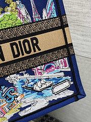 Dior Souvenir Medium Dior Book Tote Raffia Blue 36cm - 2