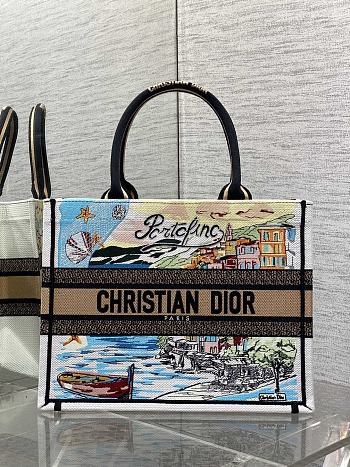 Dior Souvenir Medium Dior Book Tote Raffia White 36cm