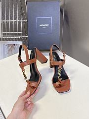 YSL Cassandra 75 Leather Sandals Brown 7.5cm - 1