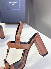 YSL Cassandra 75 Leather Sandals Brown 7.5cm - 5