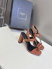 YSL Cassandra 75 Leather Sandals Brown 7.5cm - 4