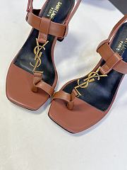 YSL Cassandra 75 Leather Sandals Brown 7.5cm - 2