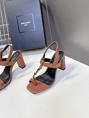 YSL Cassandra 75 Leather Sandals Brown 7.5cm - 3