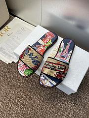 Dior Souvenir Dway Slide Natural Raffia Blue - 2
